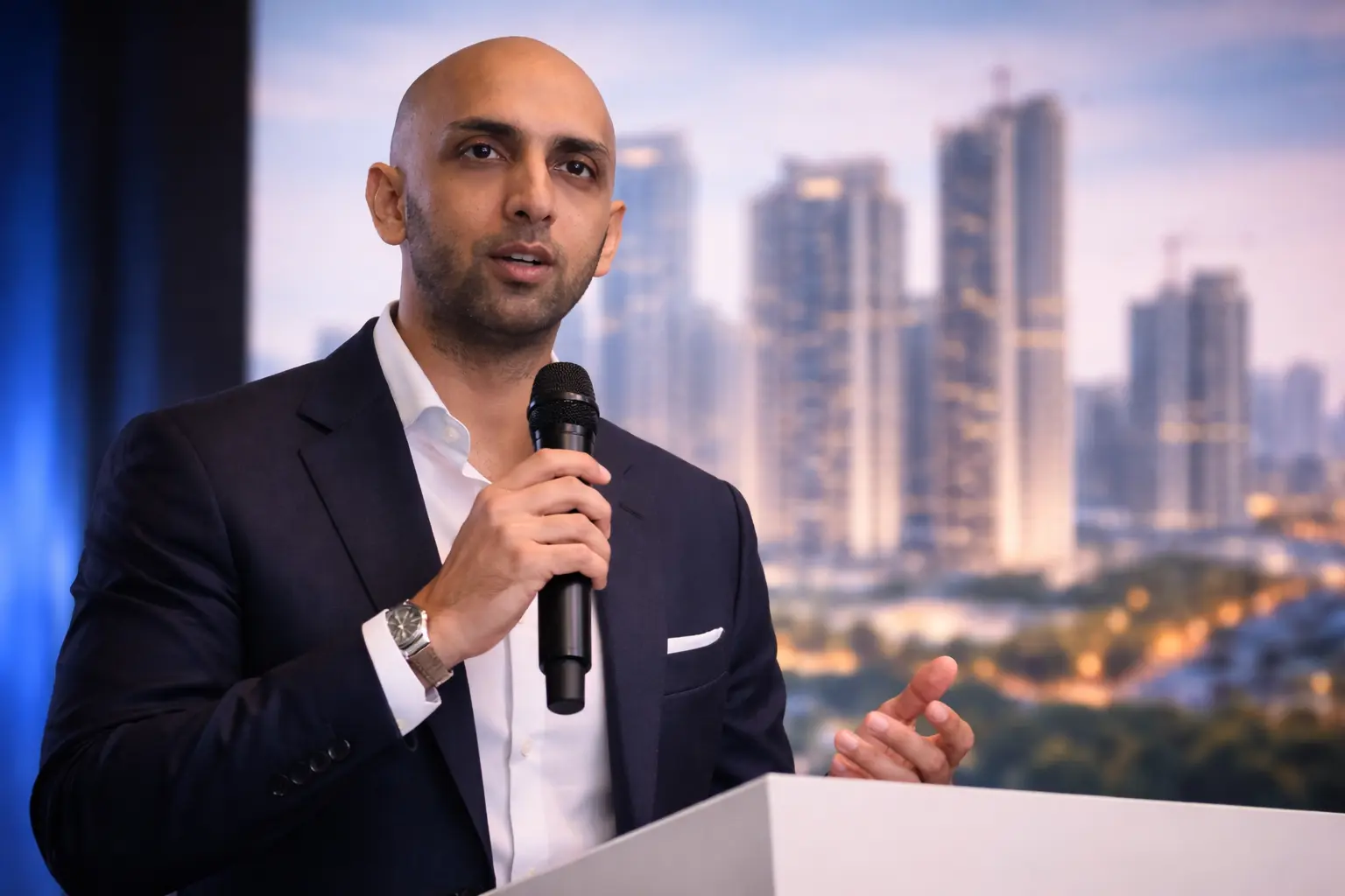 Sahil Vora, SILA founder, speaking at real estate event